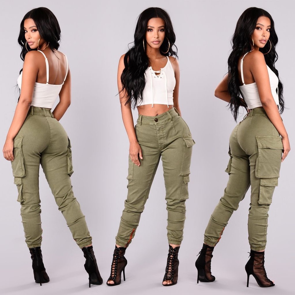 Fashionnova Kalley Cargo Pants - Olive